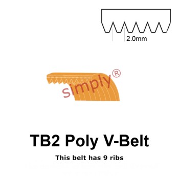 TB2-156 Megadyne Megarib Polyurethane Poly V-Belt 156mm/6.1 inch Length - 9 Ribs - Allow 2-3 Days