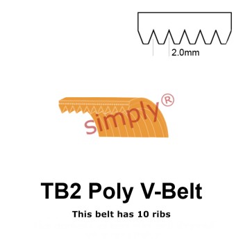 TB2-400 Megadyne Megarib Polyurethane Poly V-Belt 400mm/15.7 inch Length - 10 Ribs