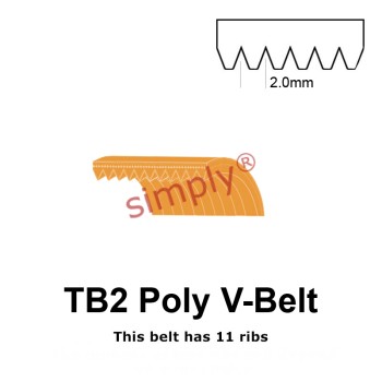 TB2-526 Megadyne Megarib Polyurethane Poly V-Belt 526mm/20.7 inch Length - 11 Ribs - Allow 2-3 Days