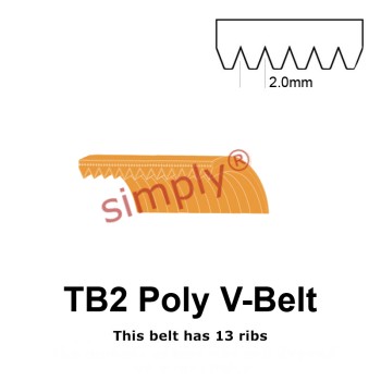 TB2-156 Megadyne Megarib Polyurethane Poly V-Belt 156mm/6.1 inch Length - 13 Ribs - Allow 2-3 Days