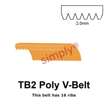 TB2-330 Megadyne Megarib Polyurethane Poly V-Belt 330mm/13 inch Length - 16 Ribs - Allow 2-3 Days