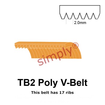 TB2-156 Megadyne Megarib Polyurethane Poly V-Belt 156mm/6.1 inch Length - 17 Ribs - Allow 2-3 Days