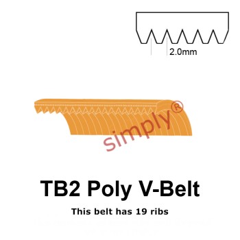 TB2-156 Megadyne Megarib Polyurethane Poly V-Belt 156mm/6.1 inch Length - 19 Ribs - Allow 2-3 Days