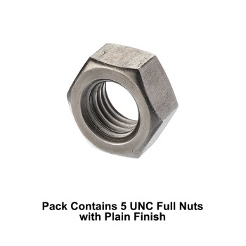 Unifix 1 UNC-8TPIx1.5 - Grade 2 Steel Full Nuts ANSI/ASME B18.2.2 with 8 TPI Pitch and Plain Finish - Allow 2-3 Days