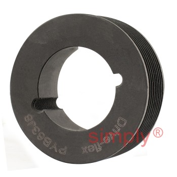 63J08 Tapered Bore Polyvee Belt Pulley 63mm Pitch Diameter 8 Grooves