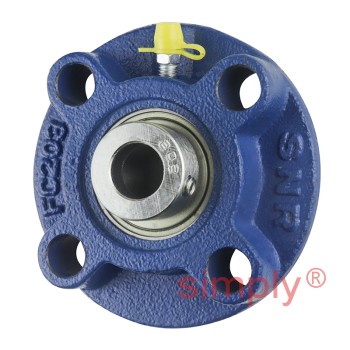 SNR ESFC202 Metric Four Bolt Cast Iron Round Flanged Housing with 15mm Eccentric Collar Insert