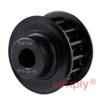 P14-5M-09F - 5mm Pitch 14 Tooth Flanged HTD Type Steel Pilot Bore Timing Pulley for 9mm Wide Belts