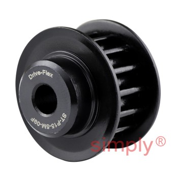 P15-5M-09F - 5mm Pitch 15 Tooth Flanged HTD Type Steel Pilot Bore Timing Pulley for 9mm Wide Belts