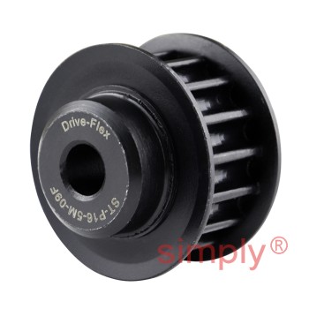 P16-5M-09F - 5mm Pitch 16 Tooth Flanged HTD Type Steel Pilot Bore Timing Pulley for 9mm Wide Belts