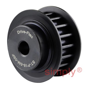 P18-5M-09F - 5mm Pitch 18 Tooth Flanged HTD Type Steel Pilot Bore Timing Pulley for 9mm Wide Belts