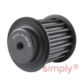 P18-5M-25F - 5mm Pitch 18 Tooth Flanged HTD Type Steel Pilot Bore Timing Pulley for 25mm Wide Belts