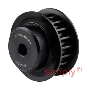 P20-5M-09F - 5mm Pitch 20 Tooth Flanged HTD Type Steel Pilot Bore Timing Pulley for 9mm Wide Belts