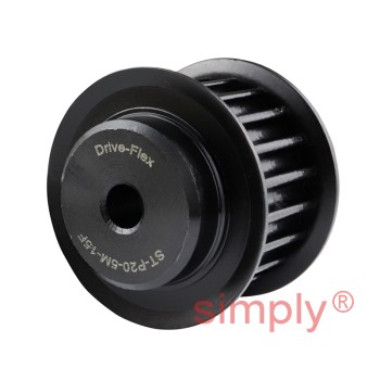 P20-5M-15F - 5mm Pitch 20 Tooth Flanged HTD Type Steel Pilot Bore Timing Pulley for 15mm Wide Belts