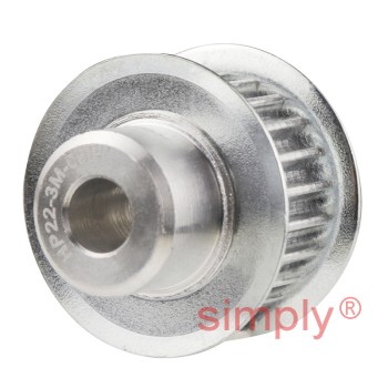 P22-3M-09F - 3mm Pitch 22 Tooth Flanged HTD Type Aluminium Pilot Bore Timing Pulley for 9mm Wide Belts