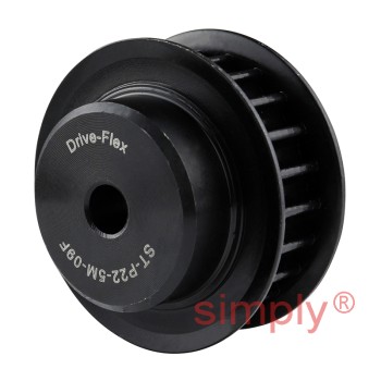 P22-5M-09F - 5mm Pitch 22 Tooth Flanged HTD Type Steel Pilot Bore Timing Pulley for 9mm Wide Belts