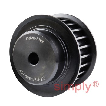 P24-5M-15F - 5mm Pitch 24 Tooth Flanged HTD Type Steel Pilot Bore Timing Pulley for 15mm Wide Belts