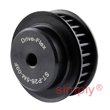 P26-5M-09F - 5mm Pitch 26 Tooth Flanged HTD Type Steel Pilot Bore Timing Pulley for 9mm Wide Belts