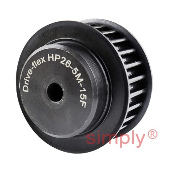 P26-5M-15F - 5mm Pitch 26 Tooth Flanged HTD Type Steel Pilot Bore Timing Pulley for 15mm Wide Belts