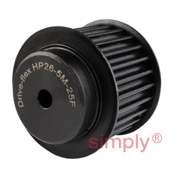 P26-5M-25F - 5mm Pitch 26 Tooth Flanged HTD Type Steel Pilot Bore Timing Pulley for 25mm Wide Belts