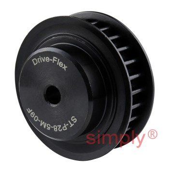 P28-5M-09F - 5mm Pitch 28 Tooth Flanged HTD Type Steel Pilot Bore Timing Pulley for 9mm Wide Belts