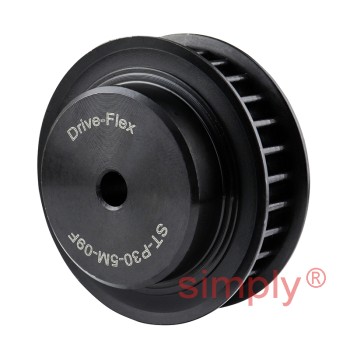 P30-5M-09F - 5mm Pitch 30 Tooth Flanged HTD Type Steel Pilot Bore Timing Pulley for 9mm Wide Belts