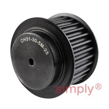 P30-5M-25F - 5mm Pitch 30 Tooth Flanged HTD Type Steel Pilot Bore Timing Pulley for 25mm Wide Belts