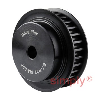 P32-5M-09F - 5mm Pitch 32 Tooth Flanged HTD Type Steel Pilot Bore Timing Pulley for 9mm Wide Belts