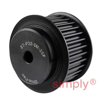 P32-5M-25F - 5mm Pitch 32 Tooth Flanged HTD Type Steel Pilot Bore Timing Pulley for 25mm Wide Belts