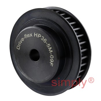 P36-5M-09F - 5mm Pitch 36 Tooth Flanged HTD Type Steel Pilot Bore Timing Pulley for 9mm Wide Belts