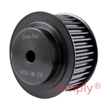 P36-5M-25F - 5mm Pitch 36 Tooth Flanged HTD Type Steel Pilot Bore Timing Pulley for 25mm Wide Belts