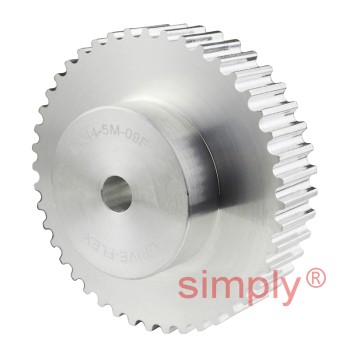 P44-5M-09 - 5mm Pitch 44 Tooth Flangeless HTD Type Aluminium Pilot Bore Timing Pulley for 9mm Wide Belts