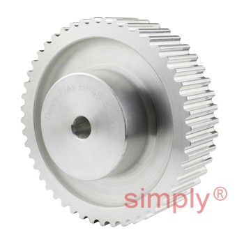 P48-5M-15 - 5mm Pitch 48 Tooth Flangeless HTD Type Aluminium Pilot Bore Timing Pulley for 15mm Wide Belts