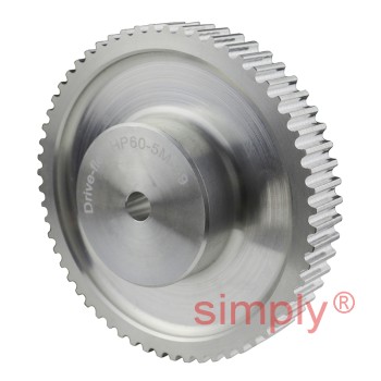 P60-5M-09 - 5mm Pitch 60 Tooth Flangeless HTD Type Aluminium Pilot Bore Timing Pulley for 9mm Wide Belts