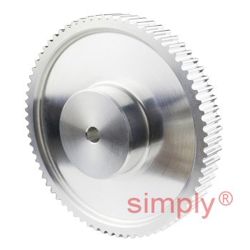 P72-5M-09 - 5mm Pitch 72 Tooth Flangeless HTD Type Aluminium Pilot Bore Timing Pulley for 9mm Wide Belts