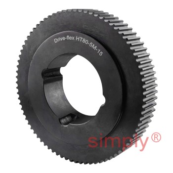 TL80-5M-15 - 5mm Pitch 80 Tooth Flangeless HTD Type Steel Taper Bore Timing Pulley for 15mm Wide Belts