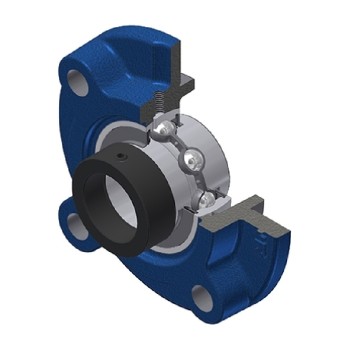 SNR EXFC212 Metric Four Bolt Cast Iron Round Flanged Housing with 60mm Eccentric Collar Insert - Allow 2-3 Days