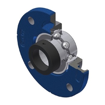 SNR EXFCE212 Metric Four Bolt Cast Iron Round Flanged Housing with 60mm Eccentric Collar Insert - Allow 2-3 Days