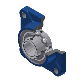 SNR UCF205NL3 Metric Four Bolt Square Cast Iron Flange Housing with 25mm Bore Insert with Triple Lip Seal - Allow 2-3 Days