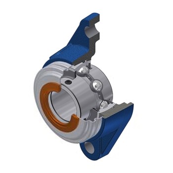 SNR UCFLE201-08CC Imperial Two Bolt Oval Cast Iron Flange Housing with 1/2 inch Bore Insert with Narrow Steel Plate Cover - Closed Version - Allow 2-3 Days
