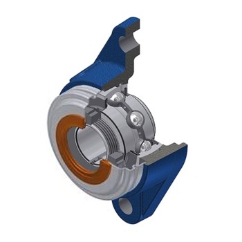 SNR UKFLE212HCC Metric Two Bolt Cast Iron Oval Housing with Narrow Steel Plate Cover - Closed Version - Insert and Adaptor Sleeve Fits 55mm Shaft - Allow 2-3 Days