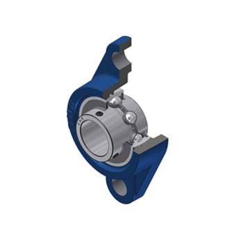 SNR USFL201CC Metric Two Bolt Oval Cast Iron Flange Housing with 12mm Bore Insert with Narrow Steel Plate Cover - Closed Version - Allow 2-3 Days