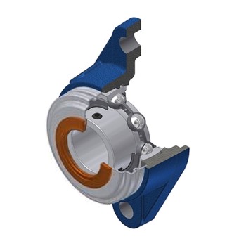 SNR USFLE201CC Metric Two Bolt Oval Cast Iron Flange Housing with 12mm Bore Insert with Narrow Steel Plate Cover - Closed Version - Allow 2-3 Days