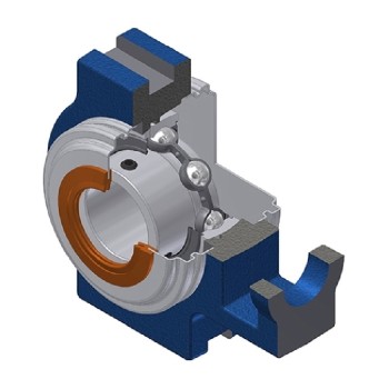 SNR UST204CO Metric Cast Iron Take Up Unit with 20mm Bore Bearing Unit with Narrow Steel Plate Cover - Open Version - Allow 2-3 Days