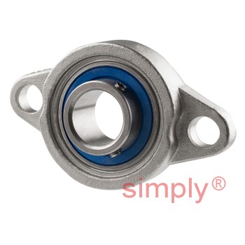 SSKFL004 Corrosion Resistant 2 Bolt Oval Bearing with Stainless Grub Screw 20mm Insert