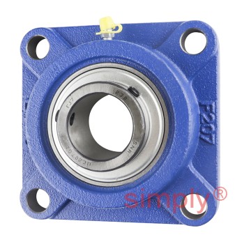 SNR UCF207 Metric Four Bolt Square Cast Iron Flange Housing with 35mm Bore Insert