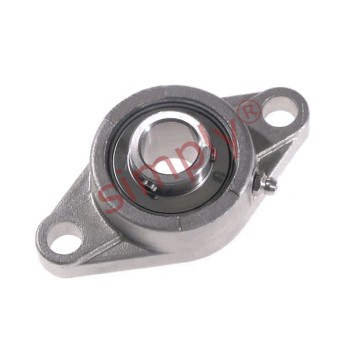 SSUCFL201 Metric Two Bolt Oval Stainless Steel Flange Housing with 12mm Bore Stainless Insert