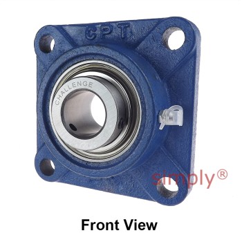 Challenge / FK UCFX05 Metric Cast Iron Four Bolt Square Flange Housing with 25mm Bore Insert and Triple Lip Seal Ideal for Agricultural and Outdoor Use